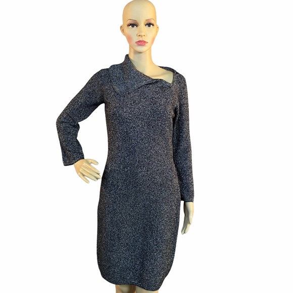 Silver Metallic Sweater Dress 